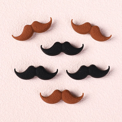 Silicone Focal Beads Beard Handlebar Mustache Textured Curved 20pcs 5