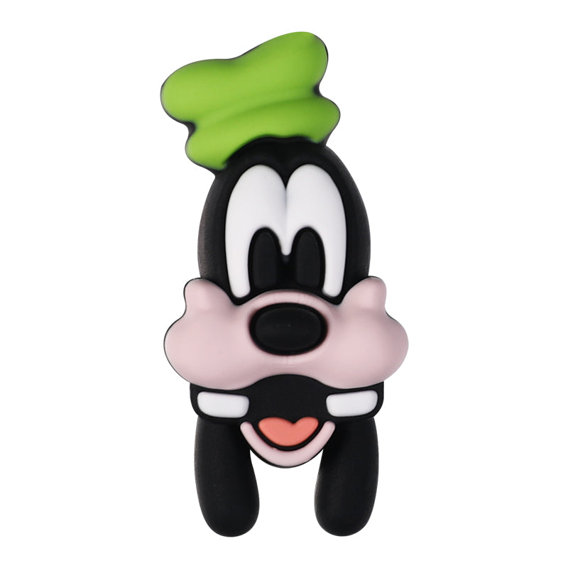 Silicone 3D Focal Beads Disney Pluto Goofy Head Green Hat Smiling Face 20Pcs 11