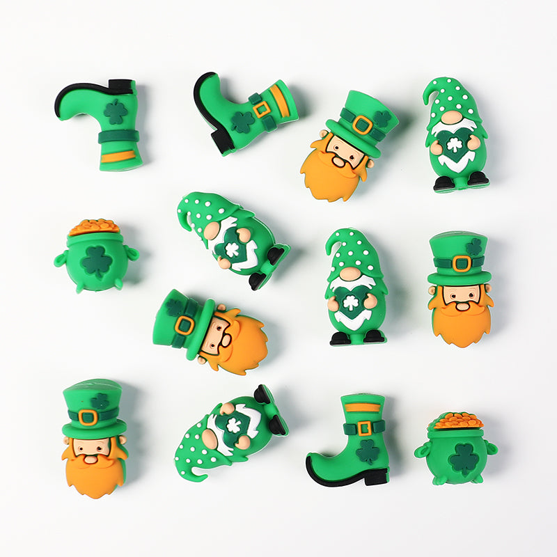 Silicone 3D Focal Beads St Patricks Day Lucky Hat With Clover Detail 20pcs 4