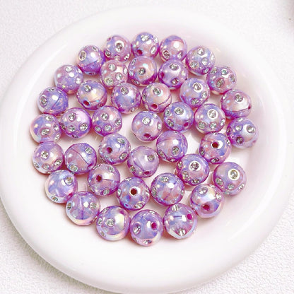 Diamond Round Acrylic Beads 16mm Glossy Faceted Mixed Colors 10pcs 13