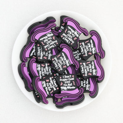 Halloween Witch Hat Silicone Focal Beads Purple Black 20pcs 2
