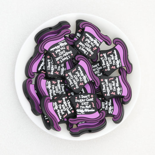 Halloween Witch Hat Silicone Focal Beads Purple Black 20pcs 2
