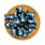 Silicone Focal Beads Halloween Cow Wearing Blue Hoodie 2