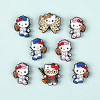 Silicone Focal Beads Hello Kitty Leopard Bow Pink Baseball Player 20pcs 4