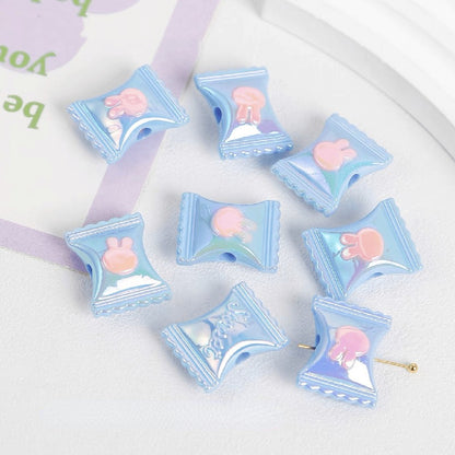 Rabbit Candy Acrylic Beads 11x21mm Glossy Pastel Colors 10pcs 6