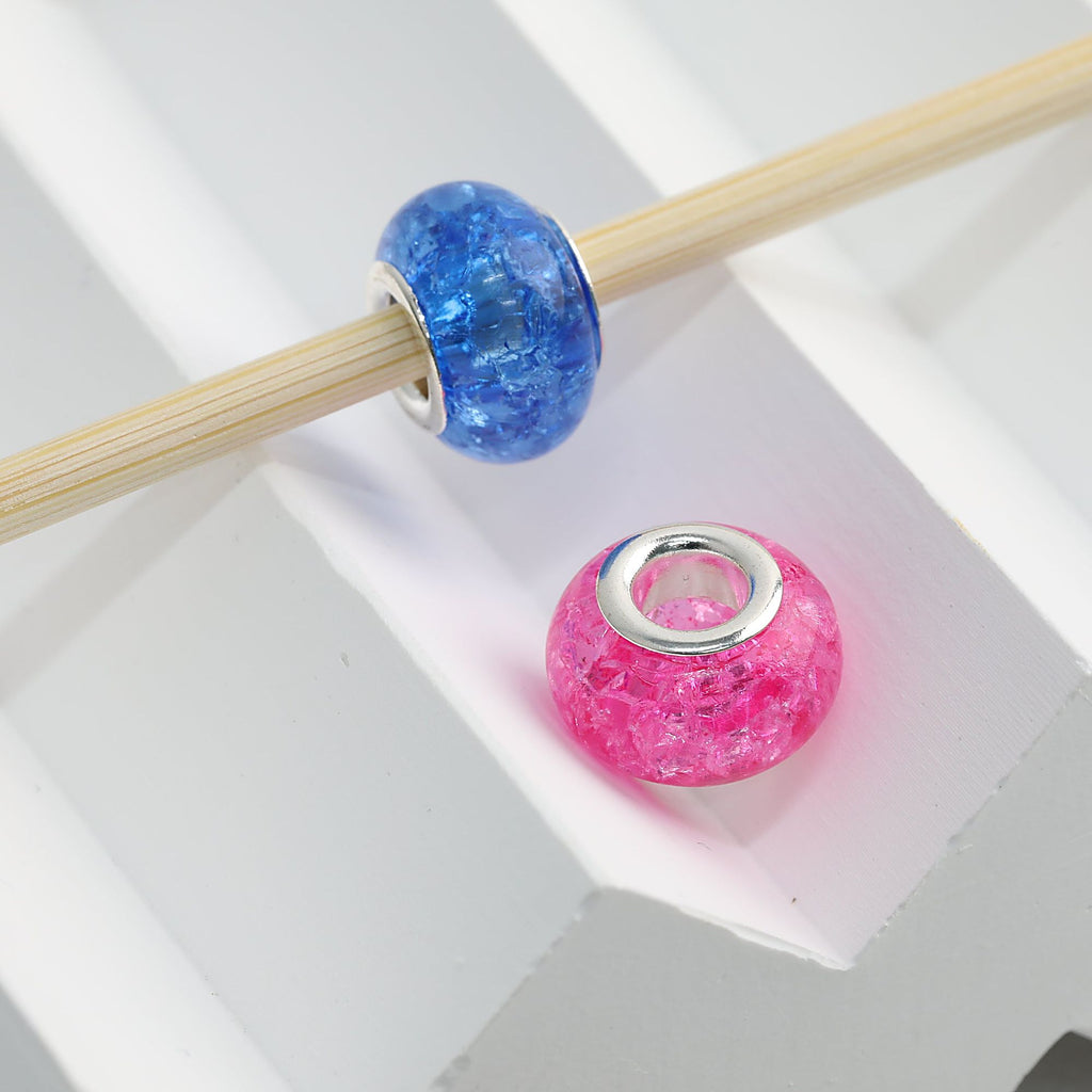 Acrylic Spacer Beads 14mm Crackle Large Hole 50pcs