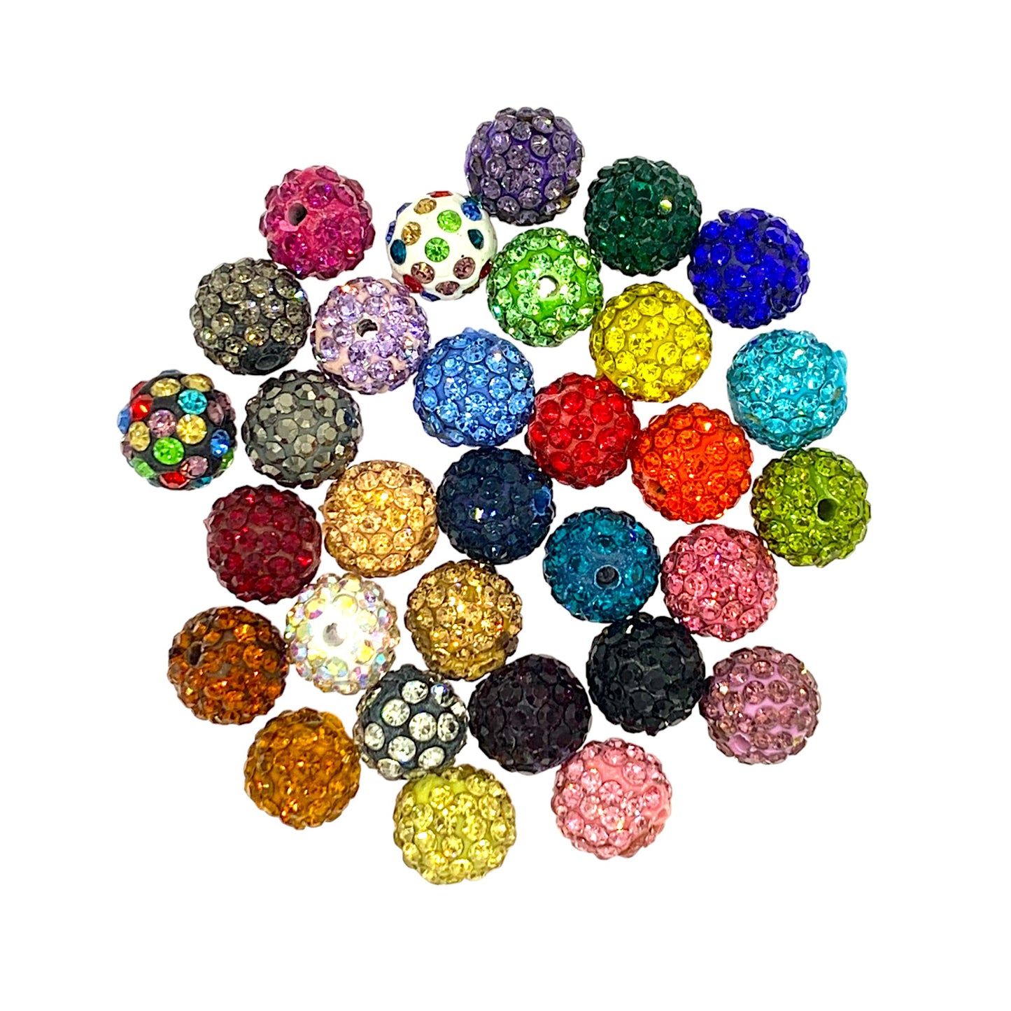 Clay Round Rhinestone Beads 10mm 6 Rows Crystal Sparkle 50pcs
