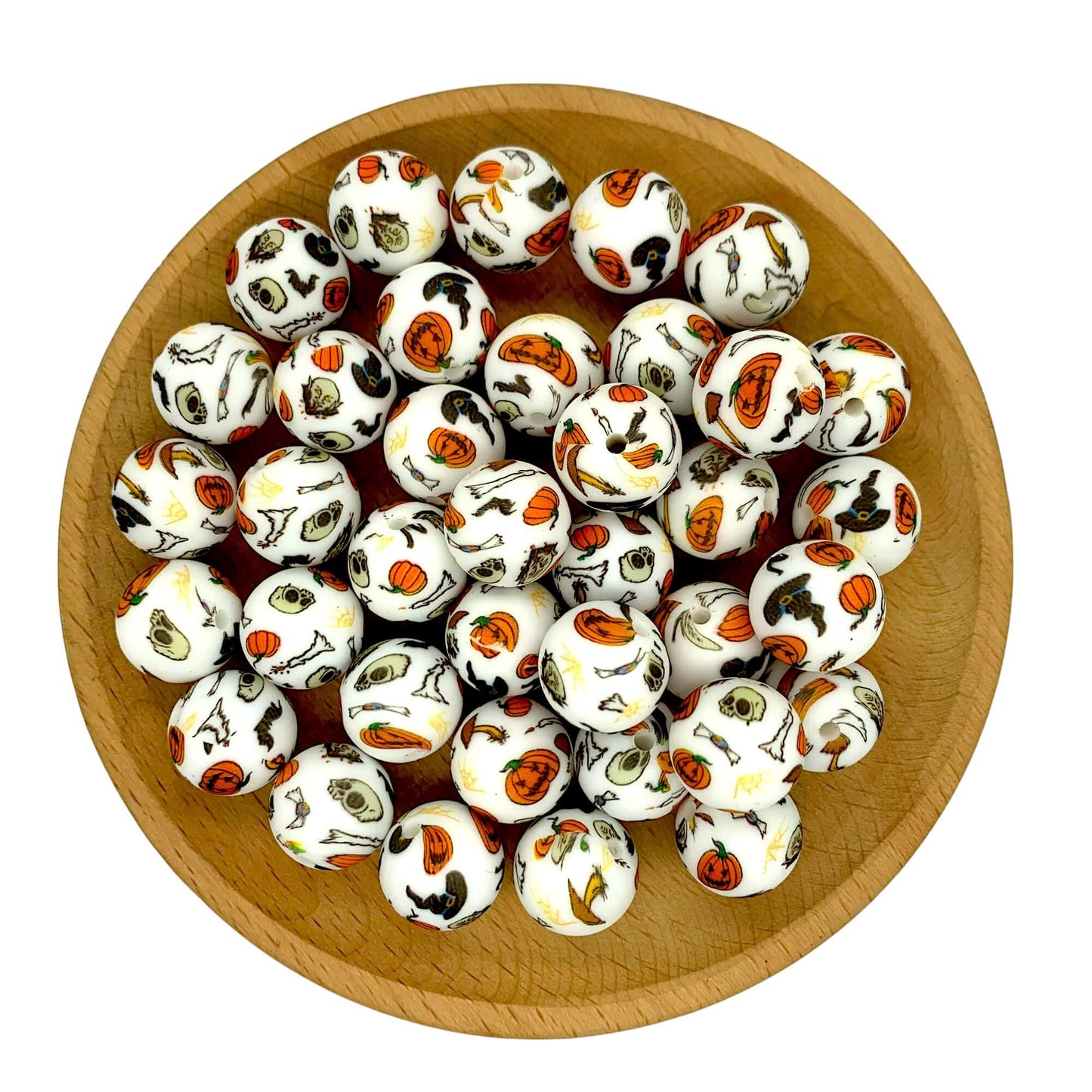 10-#477 Halloween Printed Silicone Beads