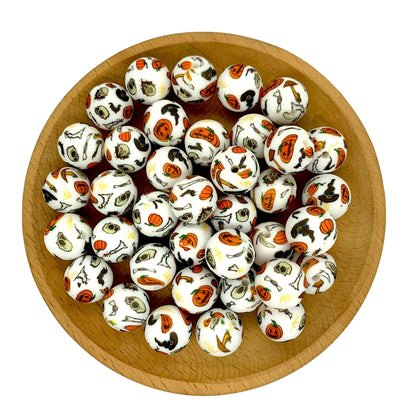 10-#477 Halloween Printed Silicone Beads