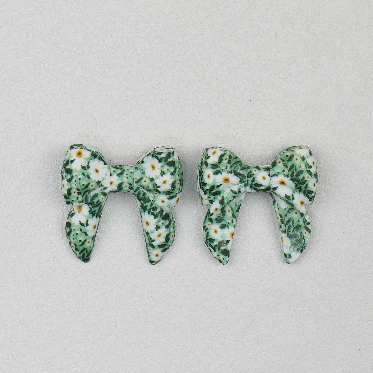 3D Printed Bow Shape Silicone Beads Colorful Pattern 10pcs - 5