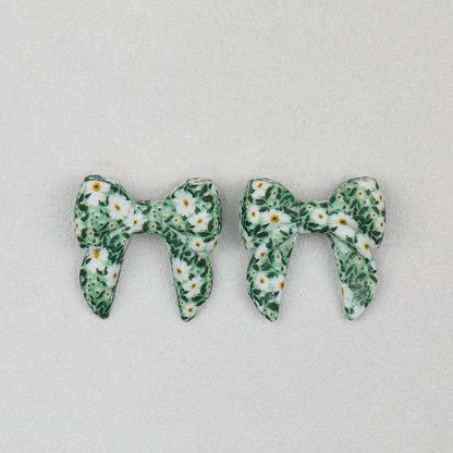3D Printed Bow Shape Silicone Beads Colorful Pattern 10pcs - 5