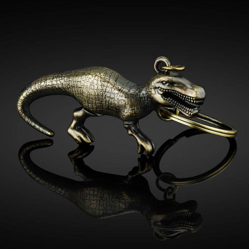 Zinc Alloy Tyrannosaurus Rex Keychain Detailed Scales Silver Finish 3