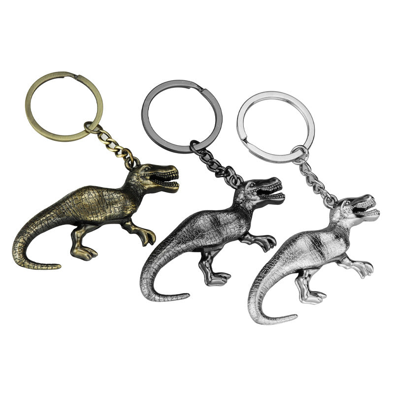 Zinc Alloy Tyrannosaurus Rex Keychain Detailed Scales Silver Finish 4
