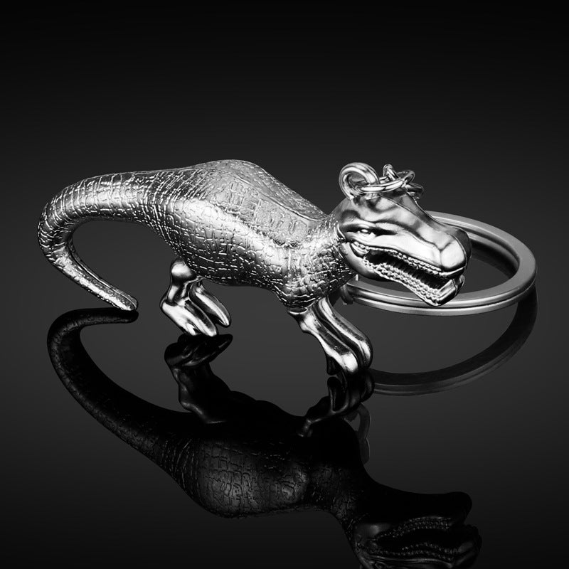 Zinc Alloy Tyrannosaurus Rex Keychain Detailed Scales Silver Finish