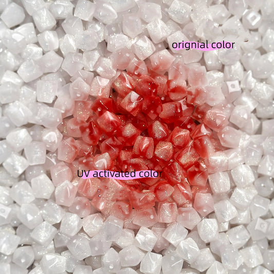Glitter Photochromic Octagonal Resin Beads 10mm Color Changing 20pcs 2