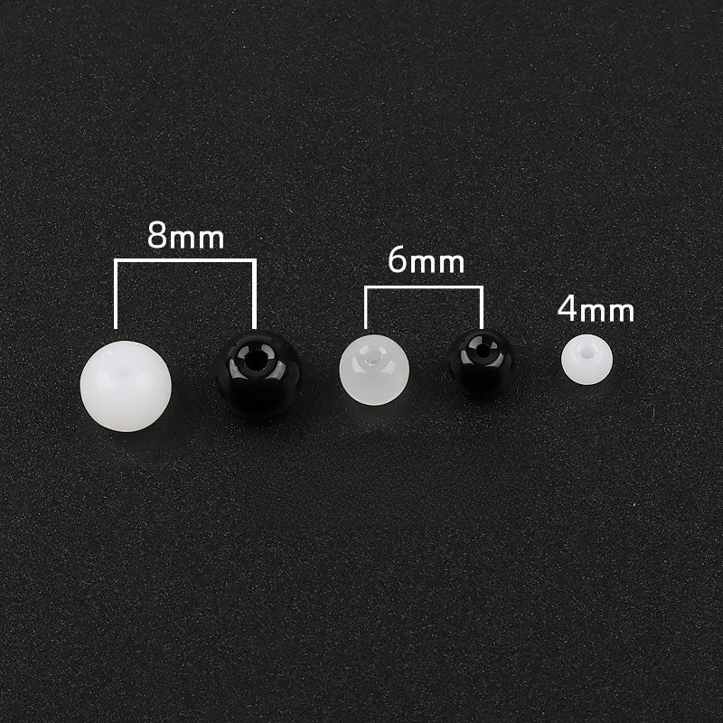 Electroplated Round Glass Beads 4-10mm Imitation Jade Black White 2