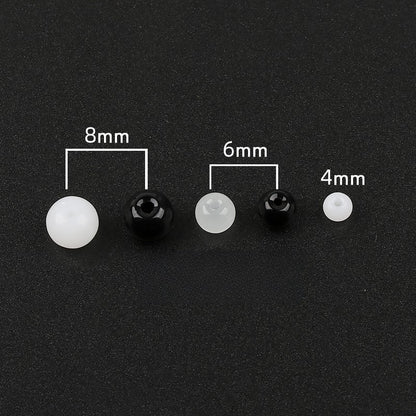 Electroplated Round Glass Beads 4-10mm Imitation Jade Black White 2