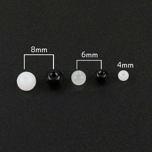 Electroplated Round Glass Beads 4-10mm Imitation Jade Black White 2