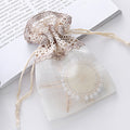 Organza Drawstring Bags 10x14cm Rose Lace Rim Beige 1pc 3
