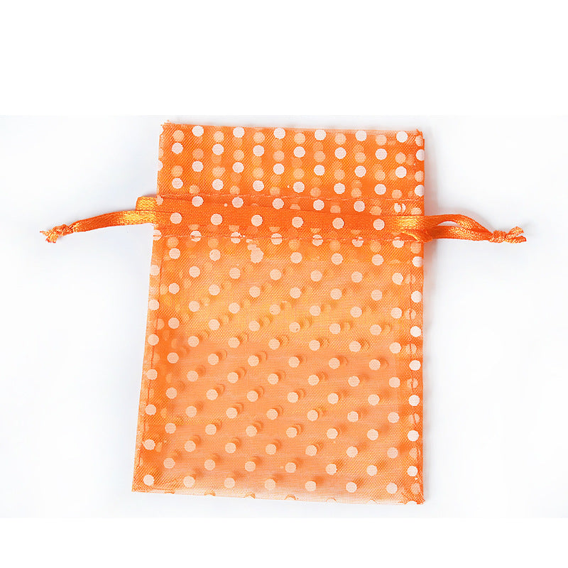 Organza Drawstring Bags White Polka Dot 7.5x10cm 10pcs Colorful 2