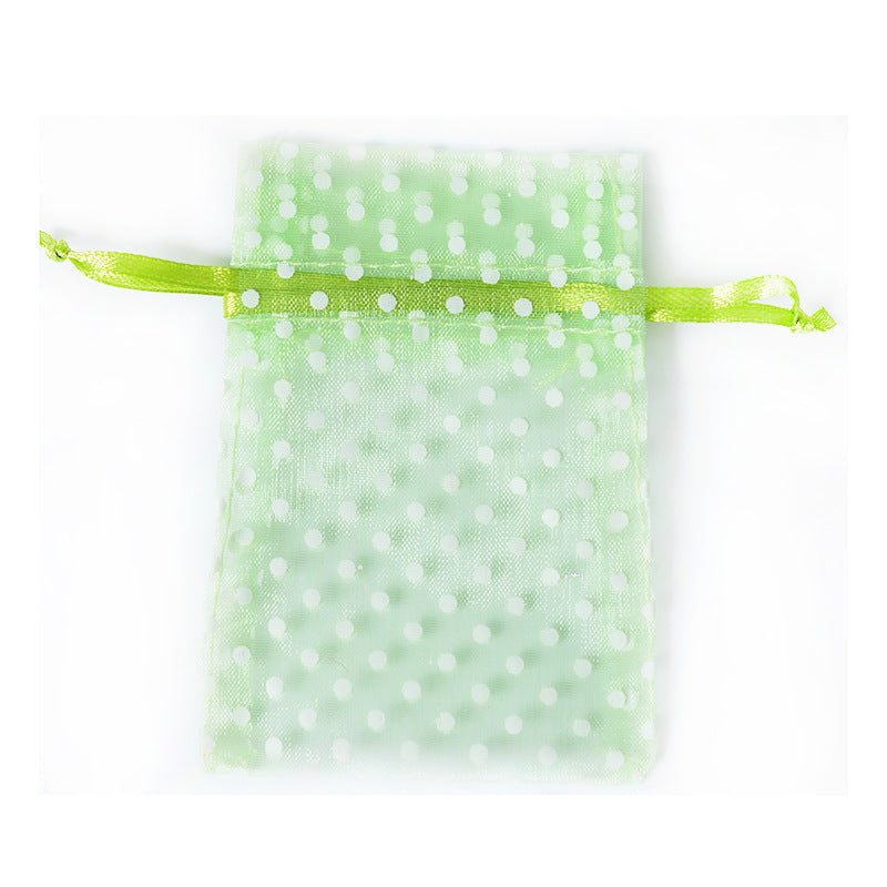 Organza Drawstring Bags White Polka Dot 7.5x10cm 10pcs Colorful 3