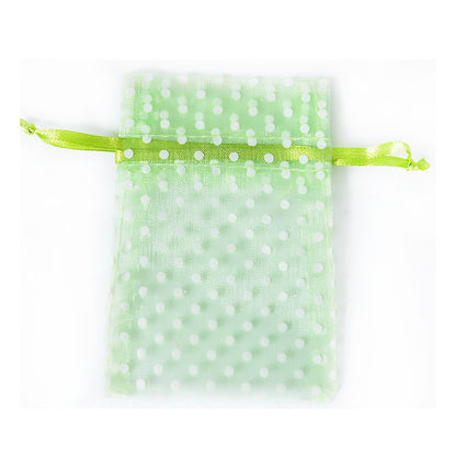Organza Drawstring Bags White Polka Dot 7.5x10cm 10pcs Colorful 3