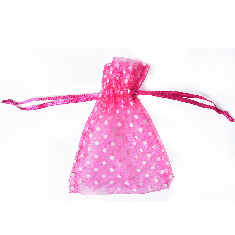 Organza Drawstring Bags White Polka Dot 7.5x10cm 10pcs Colorful 5
