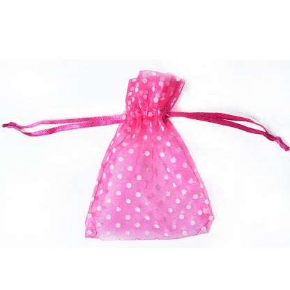 Organza Drawstring Bags White Polka Dot 7.5x10cm 10pcs Colorful 5