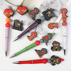 Silicone Focal Beads Valentine Sausage Dog I Love Dachshunds Heart 20pcs 9
