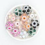 Vintage Cat Eye Acrylic Beads Rhinestone Embellished 22mm 10pcs - Random Color / 22x19mm