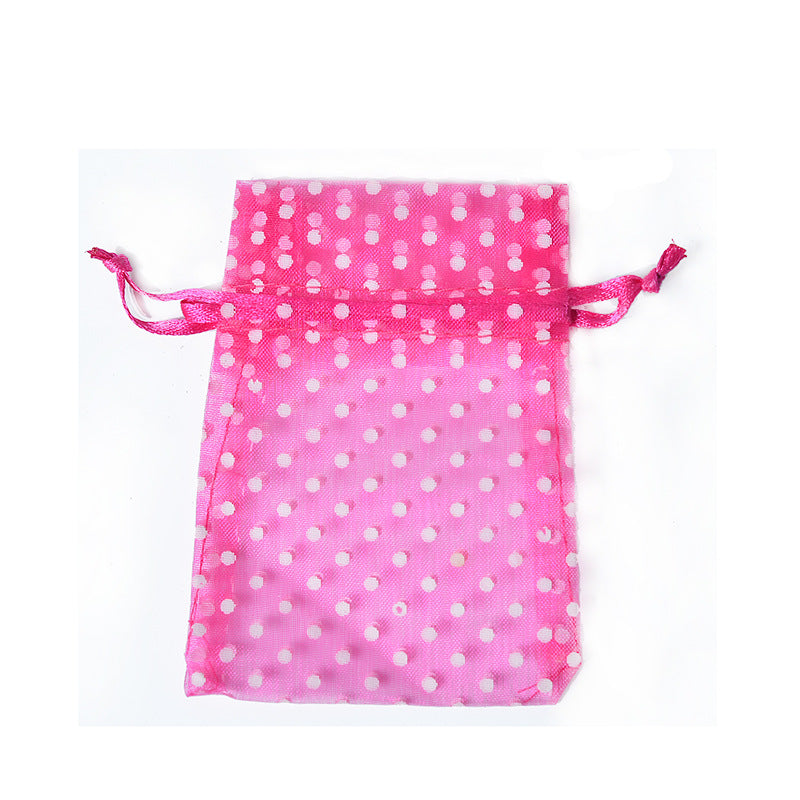Organza Drawstring Bags White Polka Dot 7.5x10cm 10pcs Colorful 4
