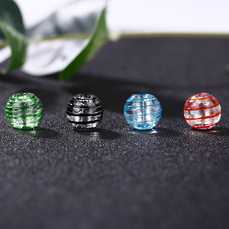 Lampwork Glass Beads Round 12mm Japanese Style Silver Foil Filled 30pcs 3