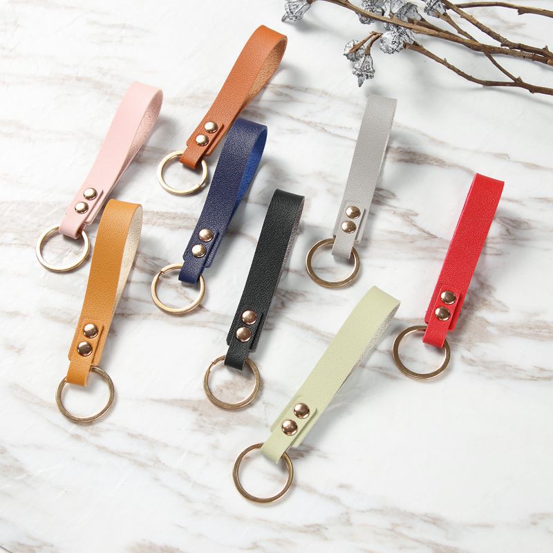 Leather Wristlet Keychain PU Creative Cute Gold Rivet Loop Colors 3
