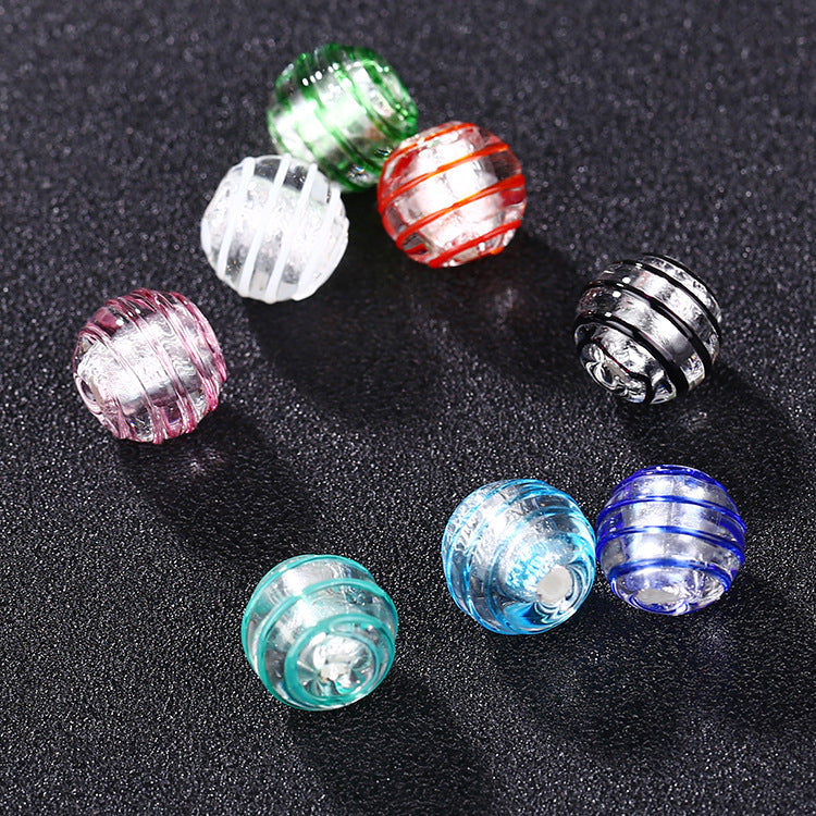 Lampwork Glass Beads Round 12mm Japanese Style Silver Foil Filled 30pcs 2