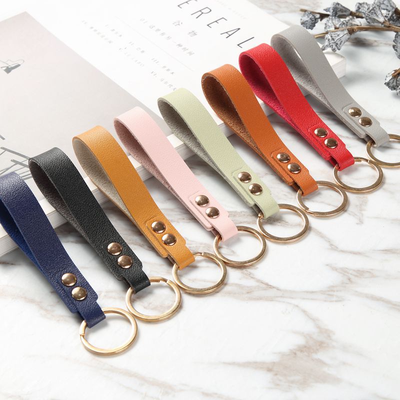 Leather Wristlet Keychain PU Creative Cute Gold Rivet Loop Colors