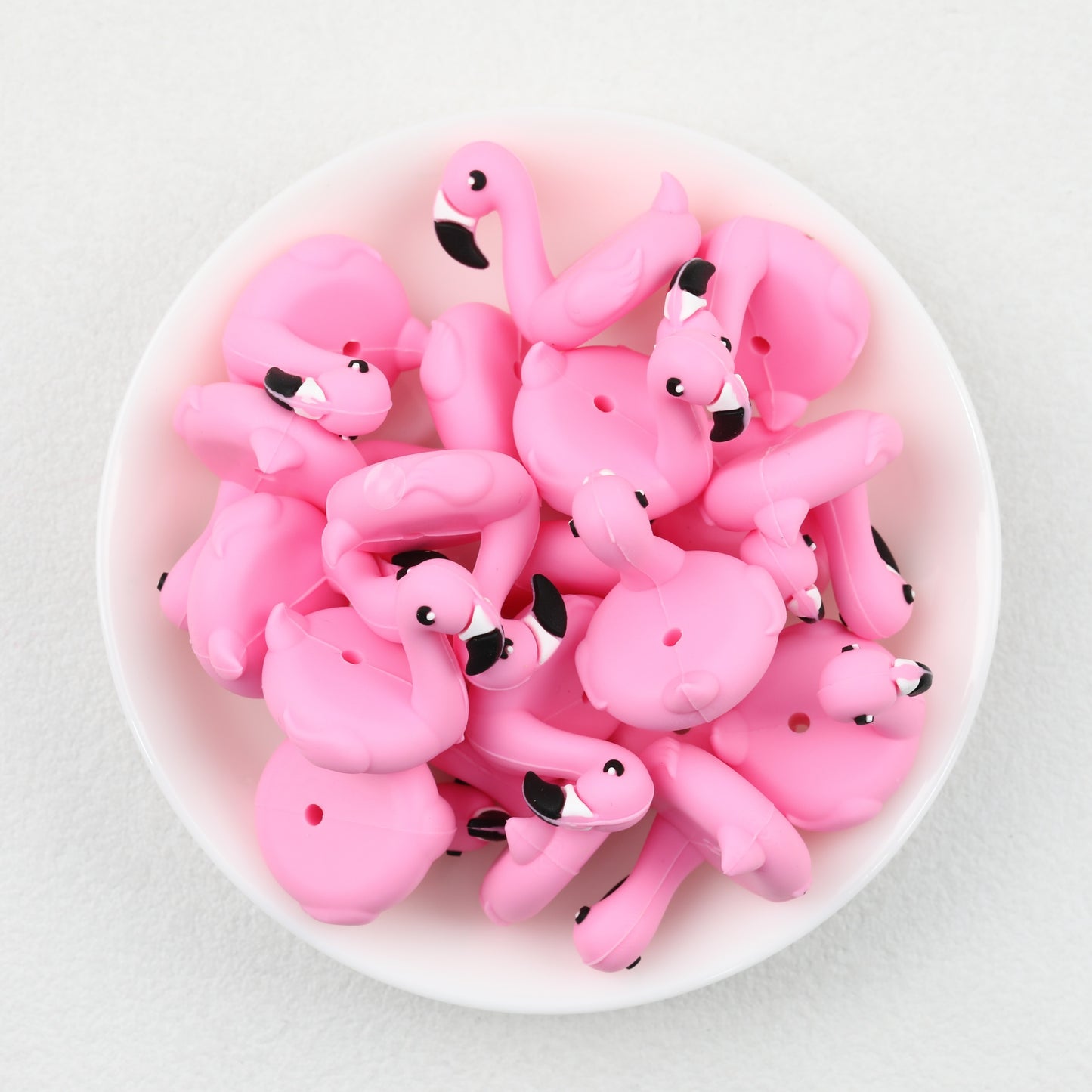 Pink 3D Flamingo Silicone Focal Beads 20 pcs