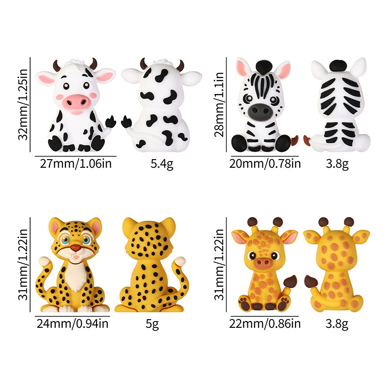 3D Zebra Giraffe Animal Silicone Focal Beads 20 Pcs  7