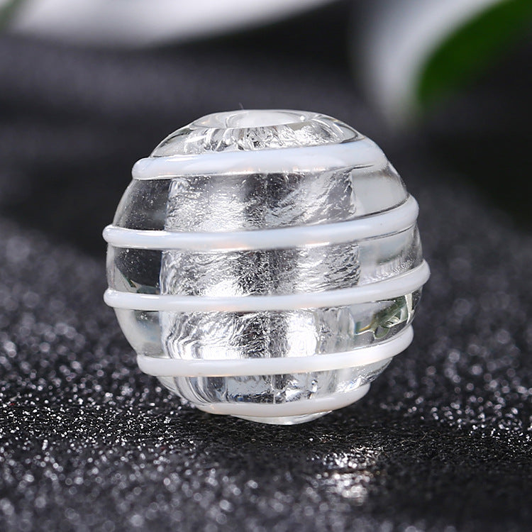 Lampwork Glass Beads Round 12mm Japanese Style Silver Foil Filled 30pcs 6