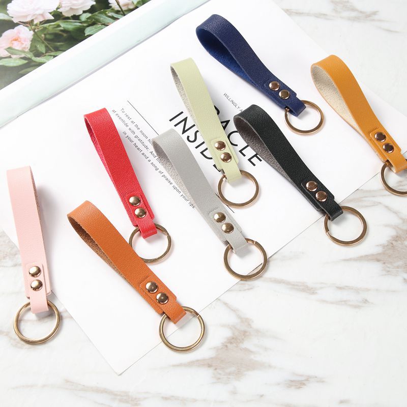 Leather Wristlet Keychain PU Creative Cute Gold Rivet Loop Colors 4