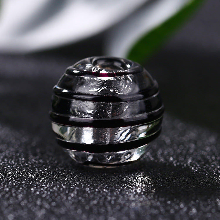 Lampwork Glass Beads Round 12mm Japanese Style Silver Foil Filled 30pcs 9