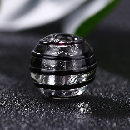 Lampwork Glass Beads Round 12mm Japanese Style Silver Foil Filled 30pcs 9