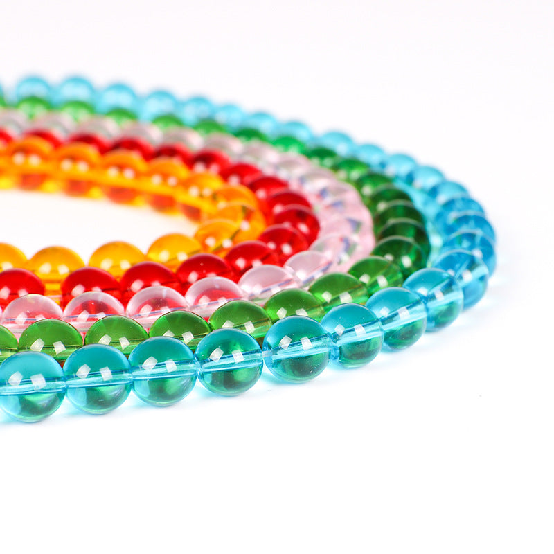 Color Transparent Glass Beads 4mm Vibrant Round Smooth 98pcs 5