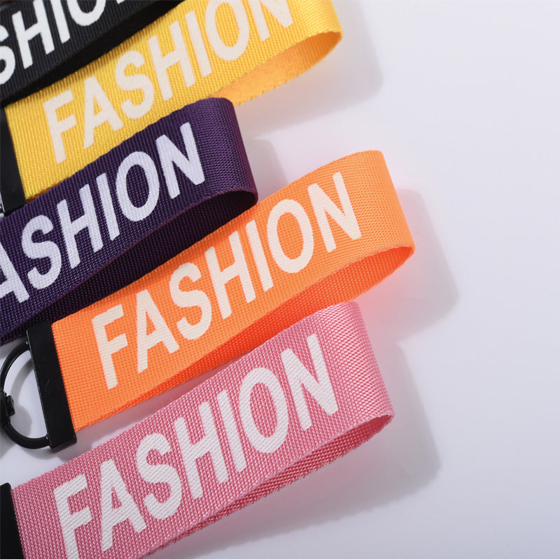 Ribbon Wristlet Keychain Metal Bold Fashion Lettering Colorful 4