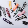 Ribbon Wristlet Keychain Metal Bold Fashion Lettering Colorful