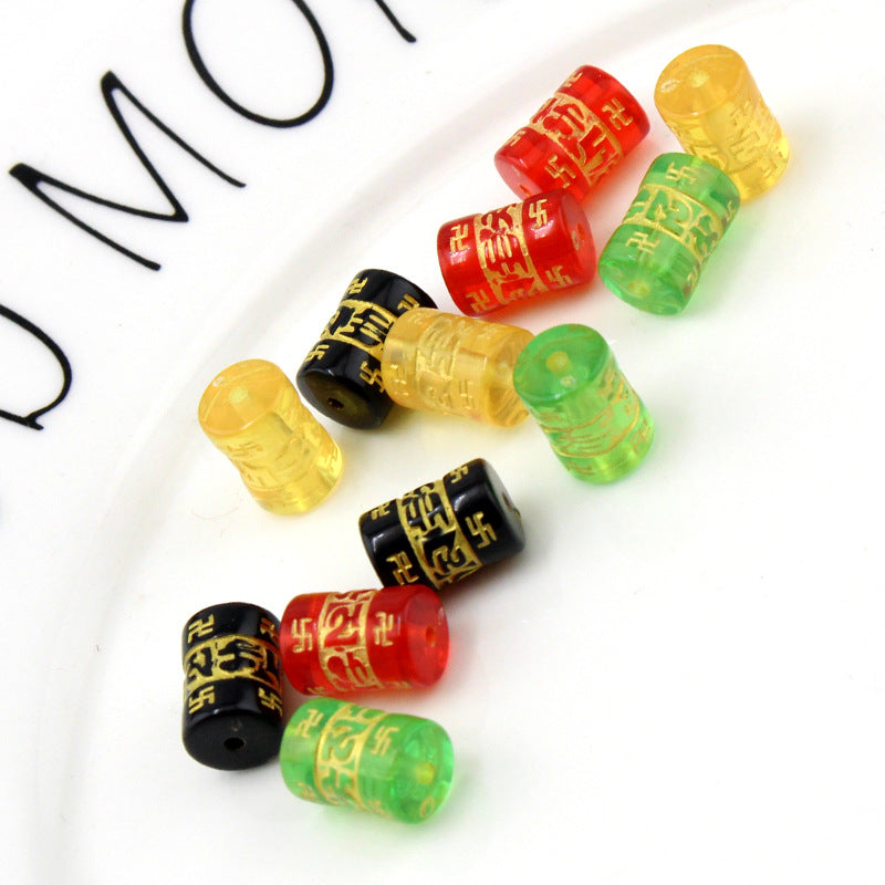 Transparent Gilded Mantra Resin Barrel Beads 8mm 12mm 200pcs 3