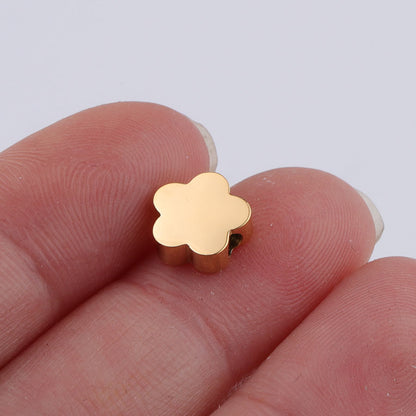 Stainless Steel Flower Metal Beads 8mm Polished Mirror Surface 10pcs 7