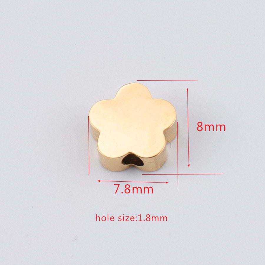 Stainless Steel Flower Metal Beads 8mm Polished Mirror Surface 10pcs 2