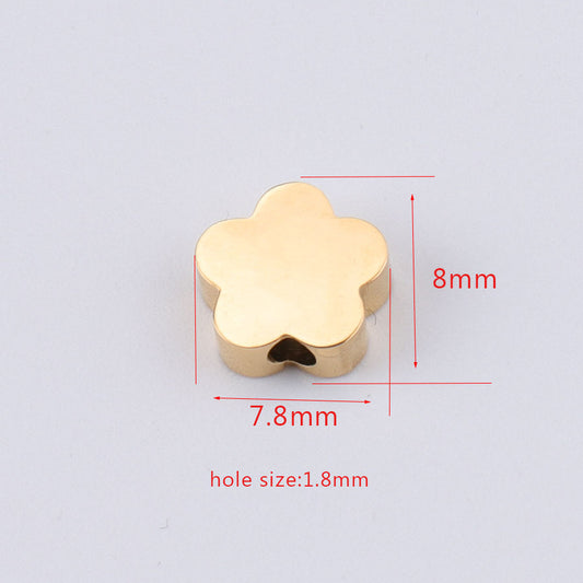 Stainless Steel Flower Metal Beads 8mm Polished Mirror Surface 10pcs 2