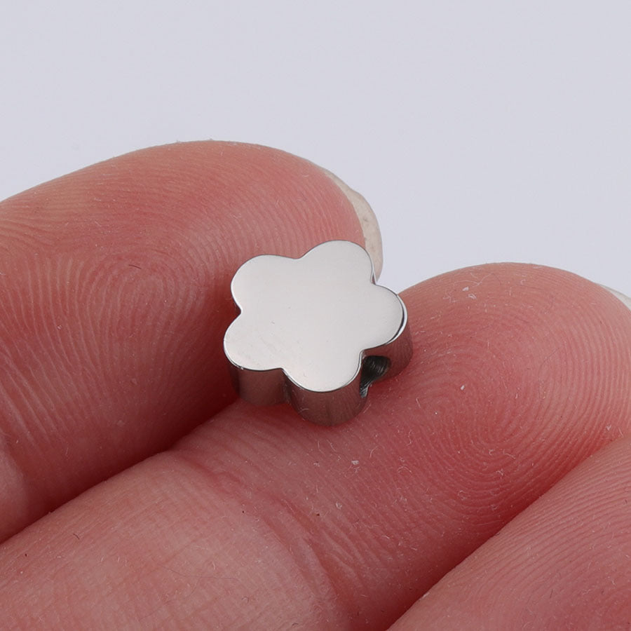 Stainless Steel Flower Metal Beads 8mm Polished Mirror Surface 10pcs 6