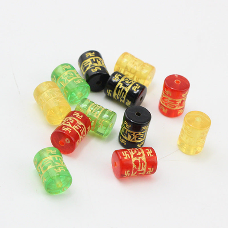 Transparent Gilded Mantra Resin Barrel Beads 8mm 12mm 200pcs 2